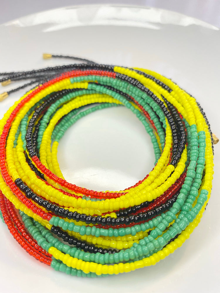 Yellow, Red, Black, Green