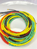 Yellow, Red, Black, Green