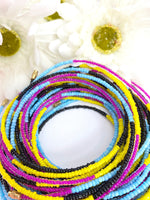 Pink Blue Yellow Black Screw On Waistbead